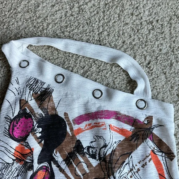 Abstract Art Mesh Halter Top - Picture 3 of 5